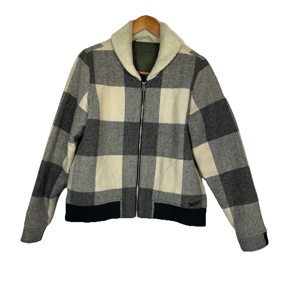 Woolrich Women's Buffalo Plaid Wool-Blend Bomber Jacket Size Large